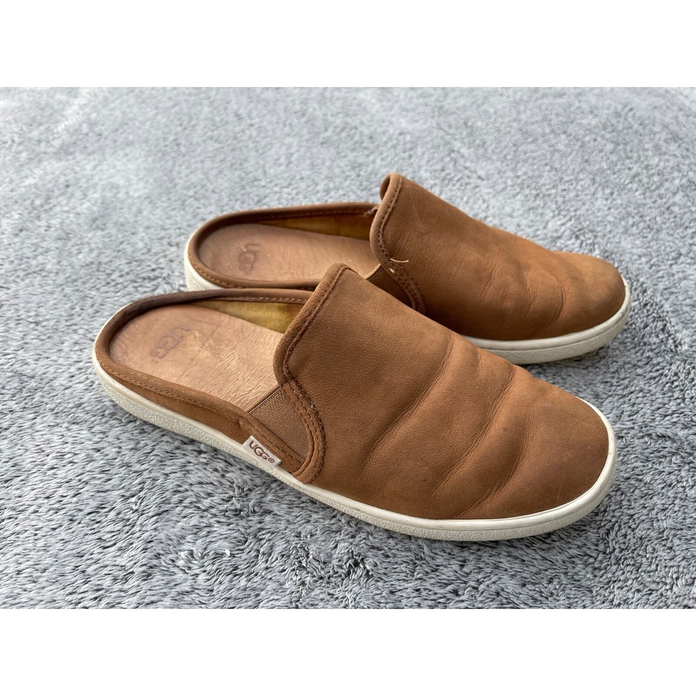 Ugg Women's Gene Leather Slip On Mule Sneakers Size 7 Brown Open Back